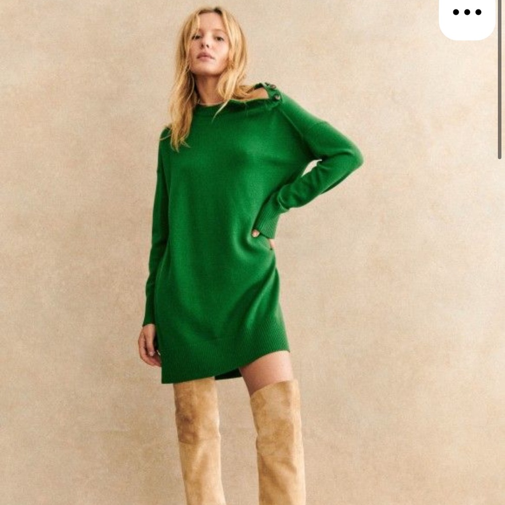 Sezane Green Midi Dress